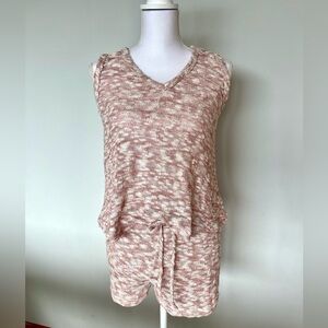 Cotton Blend Lounge Set | Muted Pink/Cream | Size M | EUC | Tank and Shorts